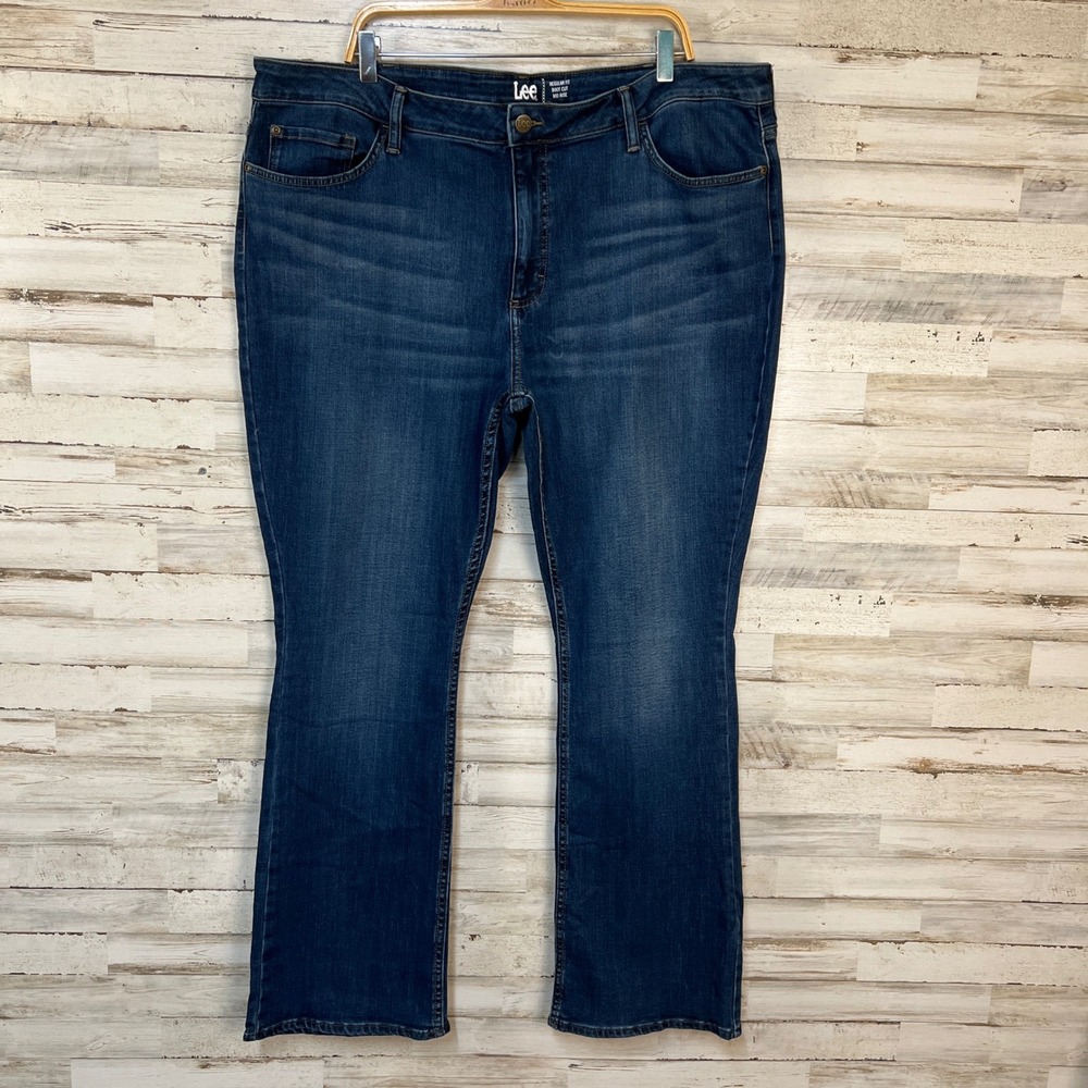 Lee Regular Fit Bootcut Jeans Women 24W Blue Denim Dark Wash Mid Rise Western